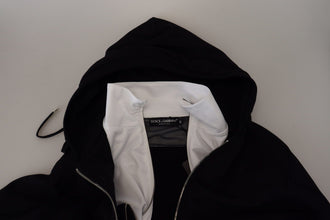 Black Polyester Hooded Full Zip Jacket Dolce & Gabbana