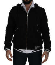 Black Polyester Hooded Full Zip Jacket Dolce & Gabbana