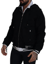 Black Polyester Hooded Full Zip Jacket Dolce & Gabbana