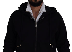 Black Polyester Hooded Full Zip Jacket Dolce & Gabbana