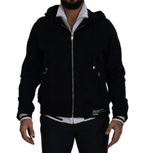 Black Polyester Hooded Full Zip Jacket Dolce & Gabbana