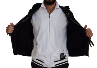 Black Polyester Hooded Full Zip Jacket Dolce & Gabbana