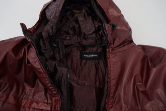 Bordeaux Cotton Hooded Full Zip Jacket Dolce & Gabbana