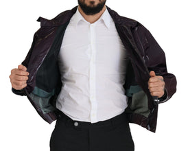 Purple Nylon Collared Biker Coat Jacket Dolce & Gabbana