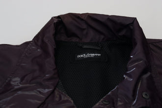 Purple Nylon Collared Biker Coat Jacket Dolce & Gabbana