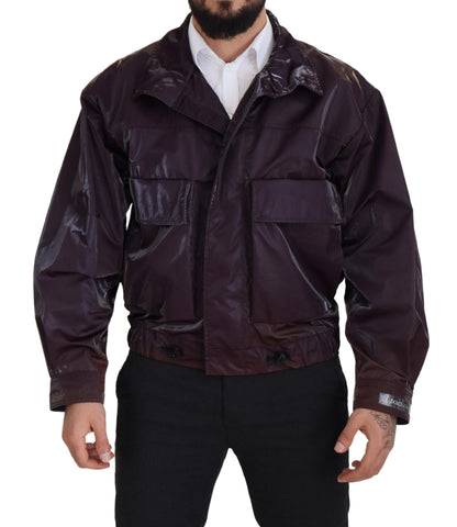 Purple Nylon Collared Biker Coat Jacket Dolce & Gabbana