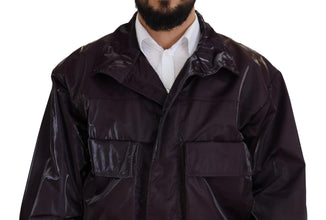 Purple Nylon Collared Biker Coat Jacket Dolce & Gabbana
