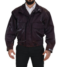 Purple Nylon Collared Biker Coat Jacket Dolce & Gabbana