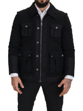 Black Wool Collared Full Zip Jacket Dolce & Gabbana