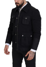 Black Wool Collared Full Zip Jacket Dolce & Gabbana