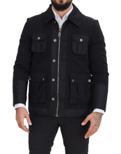 Black Wool Collared Full Zip Jacket Dolce & Gabbana
