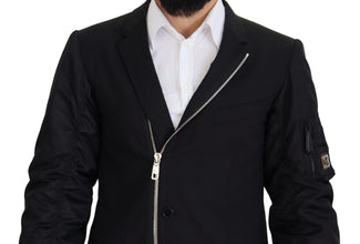Black Wool Full Zip Long Sleeves Jacket Dolce & Gabbana