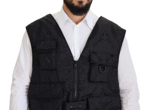 Black Nylon Full Zip Sleeveless Jacket Dolce & Gabbana