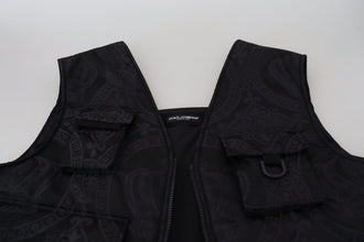 Black Nylon Full Zip Sleeveless Jacket Dolce & Gabbana