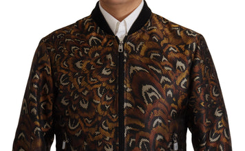 Brown Feather Full Zip Blouson Jacket Dolce & Gabbana