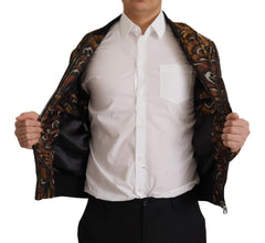 Brown Feather Full Zip Blouson Jacket Dolce & Gabbana