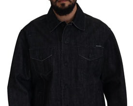 Black Cotton Full Button Denim Jacket Dolce & Gabbana