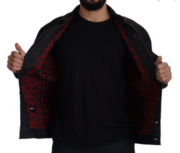 Black Cotton Full Button Denim Jacket Dolce & Gabbana