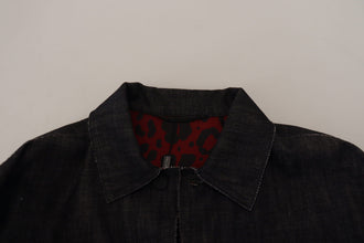 Black Cotton Full Button Denim Jacket Dolce & Gabbana