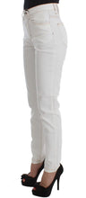 White Cotton Blend Slim Fit Jeans Cavalli