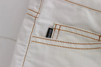 White Cotton Blend Slim Fit Jeans Cavalli