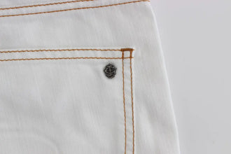 White Cotton Blend Slim Fit Jeans Cavalli
