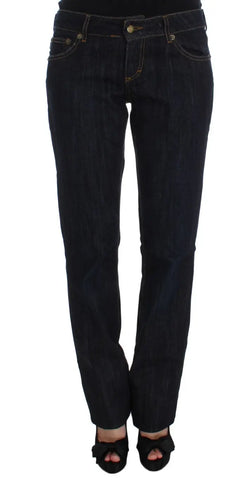 Blue Cotton Straight Fit Stretch Jeans Cavalli