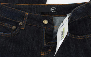Blue Cotton Straight Fit Stretch Jeans Cavalli