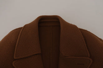 Brown Nylon Double Breasted Coat Jacket Dolce & Gabbana