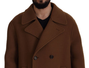 Brown Nylon Double Breasted Coat Jacket Dolce & Gabbana