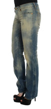 Blue Wash Cotton Slim Fit Bootcut Jeans Cavalli