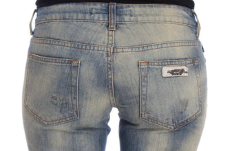 Blue Wash Cotton Slim Fit Bootcut Jeans Cavalli