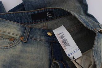 Blue Wash Cotton Slim Fit Bootcut Jeans Cavalli