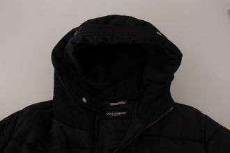 Black Nylon Hooded Parka Coat Winter Jacket Dolce & Gabbana