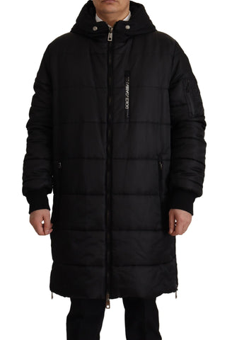 Black Nylon Hooded Parka Coat Winter Jacket Dolce & Gabbana