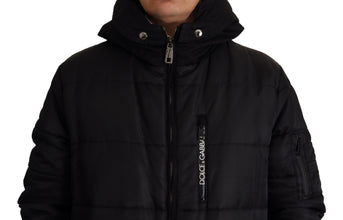 Black Nylon Hooded Parka Coat Winter Jacket Dolce & Gabbana