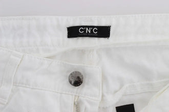 White Cotton Slim Fit Denim Bootcut Jeans Costume National