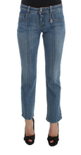 Blue Cotton Slim Fit Cropped Jeans Costume National