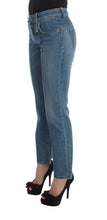 Blue Cotton Slim Fit Cropped Jeans Costume National