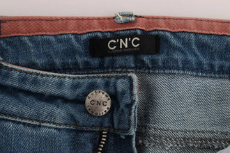 Blue Cotton Slim Fit Cropped Jeans Costume National
