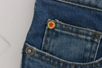 Blue Cotton Slim Fit Cropped Jeans Costume National