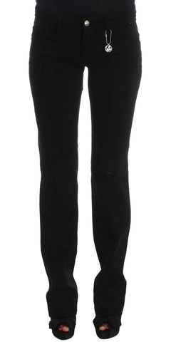 Black Cotton Slim Fit Bootcut Jeans Costume National