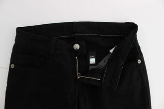 Black Cotton Slim Fit Bootcut Jeans Costume National