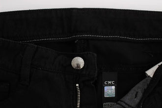 Black Cotton Slim Fit Bootcut Jeans Costume National