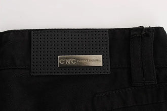 Black Cotton Slim Fit Bootcut Jeans Costume National