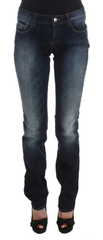Blue Cotton Slim Fit Bootcut Jeans Costume National