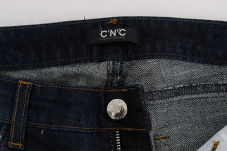 Blue Cotton Slim Fit Bootcut Jeans Costume National
