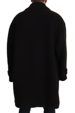 Black Alpaca Button Down Trench Coat Jacket Dolce & Gabbana