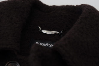 Black Alpaca Button Down Trench Coat Jacket Dolce & Gabbana
