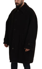 Black Alpaca Button Down Trench Coat Jacket Dolce & Gabbana